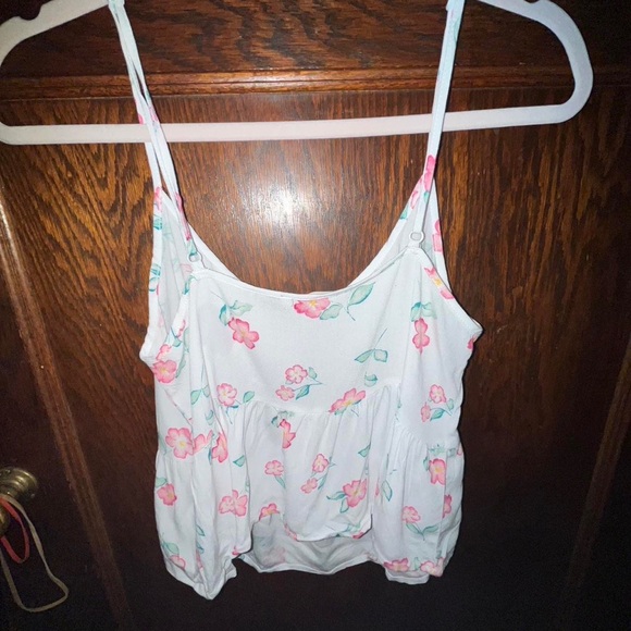 La Hearts Pacsun White Flowy Cropped Cami Pink Floral Tank Top Sz Xs - Picture 3 of 3